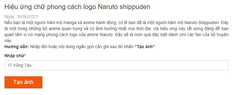 bạn chỉ cần nhập nội dung chữ mà bạn muốn tạo thành hiệu ứng Naruto Shippuden